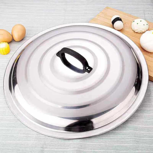 Tampa redonda de aço inoxidável de 11,8 polegadas para panelas wok. 2