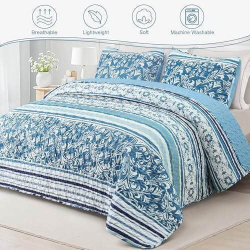 Vendbart Boho Blomsterteppesett Queen 1
