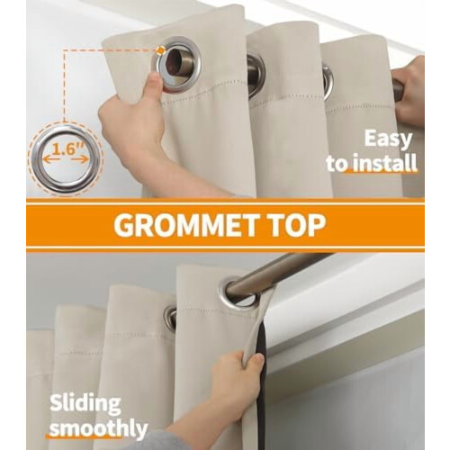 Cortinas Blackout Cor Camel Claro 52x63 polegadas (2 painéis) 2