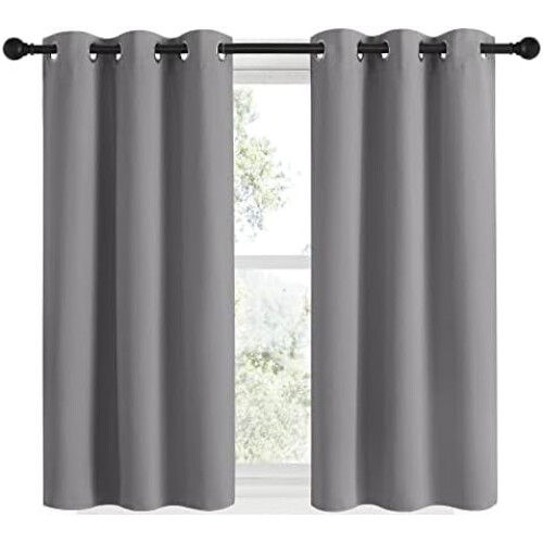 Silver Grey Blackout Curtain Panels Thermal Insulated 1