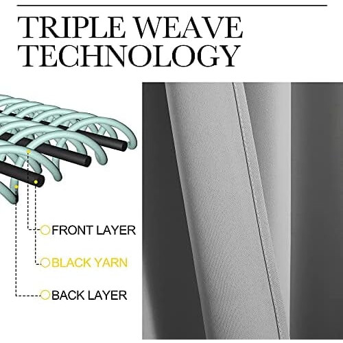 Silver Grey Blackout Curtain Panels Thermal Insulated 2