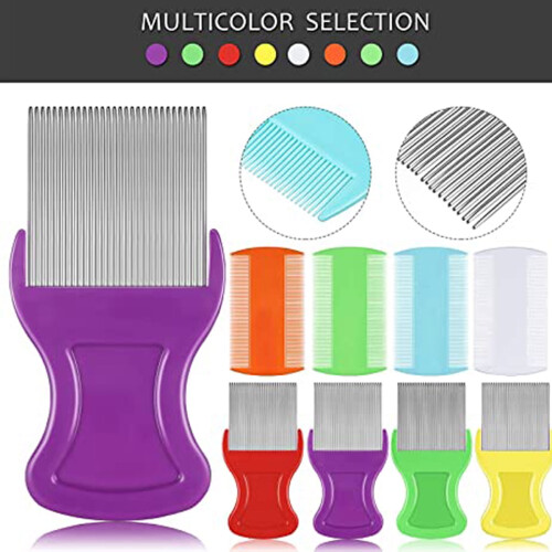 Plastic Metal Flea Comb Double-Sided Fine Tooth 8 Pieces 2