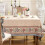 Beige Floral Rectangular Tablecloth 63x110 in 2
