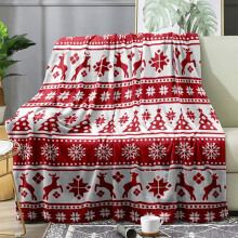 Weihnachtsdecke mit weihnachtlichem Aufdruck, kuschelige rote Flanelldecke für Partys, Sofa, Bett oder Wohnzimmer