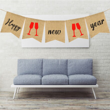 Guirnalda colgante de arpillera para fiesta de Año Nuevo, banderines rectangulares de colores surtidos, 1 paquete