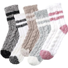 Chaussettes duveteuses - Chaussettes polaires ultra douces et moelleuses pour l'hiver, chaussettes-chaussons chaudes pour la maison (femme)