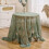 Lace Round Tablecloth Green 90cm Vintage Ruffled 5