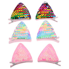 OUNONA Lot de 6 pinces à cheveux à paillettes en forme d'oreilles de chat pour filles et tout-petits, style bec de canard, accessoires pour cheveux