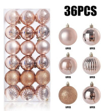 ¡Decoración navideña 2023! 36 piezas de bolas de Navidad para árbol, adornos colgantes para fiestas y decoración del hogar, color oro rosa, 6 cm.