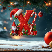 Adornos navideños iniciales para decorar el árbol, 26 letras decorativas colgantes del alfabeto navideño, adornos de manualidades DIY para el