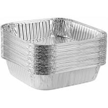 Einweg-Backformen aus Aluminiumfolie (20 x 20 x 5 cm) – geeignet für Backofen und Mikrowelle, 25er-Pack