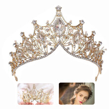 Coroane și diademe de mireasă EASTIN cu perle și cristale baroce pentru femei/fete – Accesorii de păr aurii pentru prințese, compatibile cu