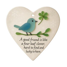 Adorno de corazón acrílico con trébol de cuatro hojas – Regalo de amistad para mejor amiga, hermana, cumpleaños o Navidad – Compatible con