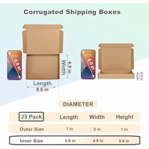 Caixas de envio em papel kraft marrom, 7x5x1 polegadas, pacote com 100 unidades. 1