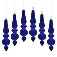 Velvet Christmas Finial Ornaments, Shatterproof Christmas Balls Xmas Tree Ornaments Christmas Hanging Decorations (6 pcs) Dark Blue