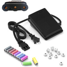Sewing Machine Foot Pedal & Power Cord with 3-Round Plug, Compatible with Janome, Cover Pro, Elna, BabyLock, Pfaff, Viking, Sears