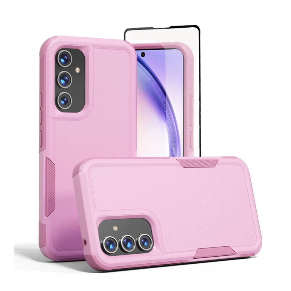 Xhy Moto G Play 2024 Case With Screen Protector Military Grade Double Layer Drop Resistant Durable For Motorola G Play 2024 Phone - Pink 9338982637541