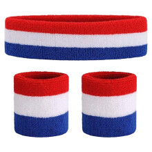 Set van 3 zweetbanden - sportieve hoofdband en gestreepte polsbandjes
