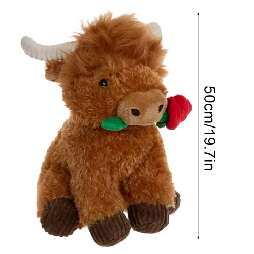 Pink Cow Plush Toy – Soft Fluffy Highland Cattle Stuffed 2