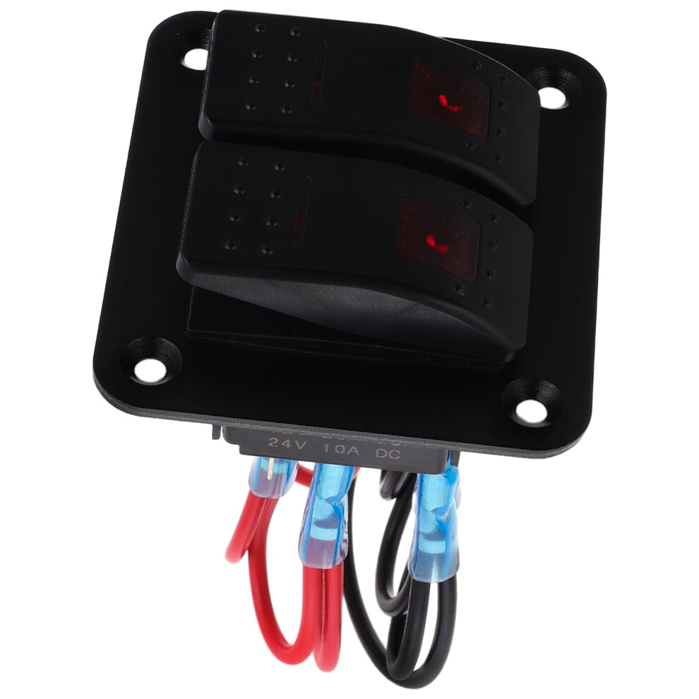 Frcolor Led Backlit Rocker Switch Panel Waterproof Aluminum Toggle Switch Panel With 2 Gang For Marine, Boat, Car, Rv Applications Red 9482726810766