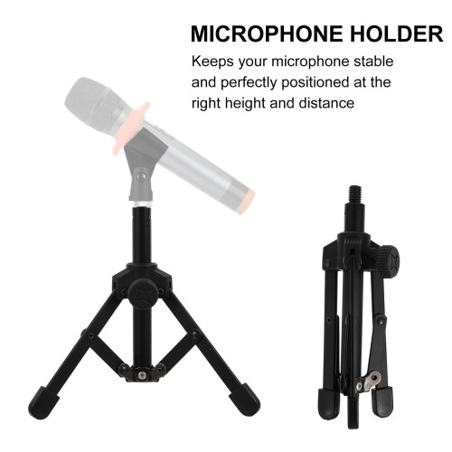 OUNONA Table Top Tripod Microphone Stand Creative Foldable 2