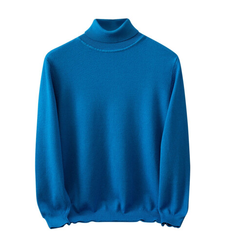 Herrenmode Stehkragenpullover Herbst Winter Freizeit Einfarbig Thermopullover Warm Strickpullover Top Herrenpullover (Blau, L)