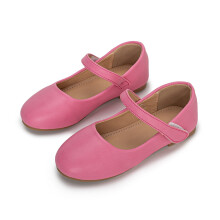 Sandali estivi da bambina, cinturino regolabile, tinta unita, punta chiusa, in pelle, adatti per feste/scuola/spiaggia/matrimoni, rosa acceso, 4-5