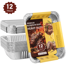 Aluminum 9x13 Heavy Duty Disposable Foil Pans with Lids, 12 Pack – Baking, Roasting, Chafing, Steam Table Trays, Compatible with Standard Ovens