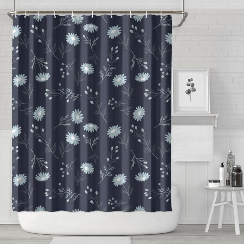Cortina de chuveiro com estampa floral, 72x84 polegadas, com 12 ganchos.