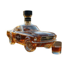 Police Car Whiskey Decanter with Funnel – Mustang-Themed Lead-Free Glass Bottle for Bourbon, Crown Royal & Wine, Compatible with Car Enthusiasts &
