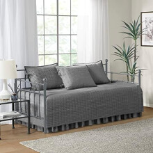 Hoes voor slaapbank - Luxe dubbelzijdig - Gewatteerd, comfortabel beddengoed voor alle seizoenen met bedrok en bijpassende kussenslopen, 75'x39'