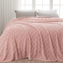 Super Soft King Blanket Pink Premium Silky Flannel Fleece 3D Checkered Lightweight Bed Blanket All Season Use (Pink Checkered, King(90"x110"))