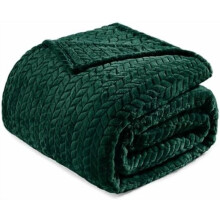 Fleece Queen Size Blanket for Bed, 90x90 Inches Soft Cozy Jacquard Flannel Blankets, Lightweight Fuzzy Plush Warm for Winter, Forest Green