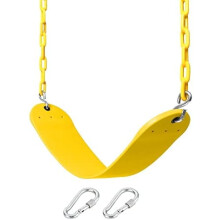66" Heavy Duty Swing Seat Chain Plastic Coated Seat Replacement Outdoor Swing Set Accessories (Yellow)