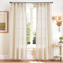 Beige Linen Blend Curtains 50"x90", 2 Panels, Light Filtering Farmhouse Drapes with Rod Pocket & Back Tab (Ecru), Compatible with Standard Rods