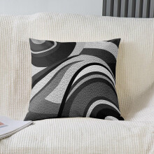 Ensemble de housses de coussin réversibles à rayures noires et grises, 45 x 45 cm