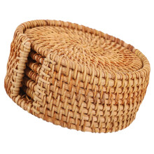 Rattan Coasters Table For Drinks Round Placemats Storage Basket Manual Kitchen Countertops