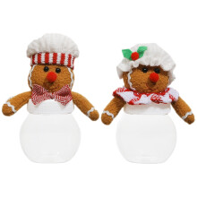 2Pcs Gingerbread Man Cookie Jars Rustic Appearance for Children Lovers Families Multipurpose Storage