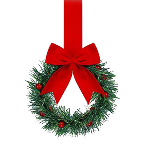 Mini Artificial Christmas Wreath with Red Berries and Gold 1