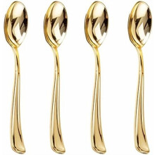 200 Pack Gold Plastic Spoons, 6.7" Heavy Duty Disposable Spoons for Parties, Weddings, Restaurants, Christmas & New Year