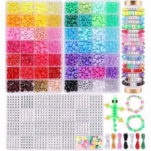 ZLC 3000Pcs 56-Color Pony Beads Kit w/ 910 A-Z Letter Beads, Rainbow Kandi Friendship Bracelet DIY Jewelry Craft – Compatible with Standard Bracelet
