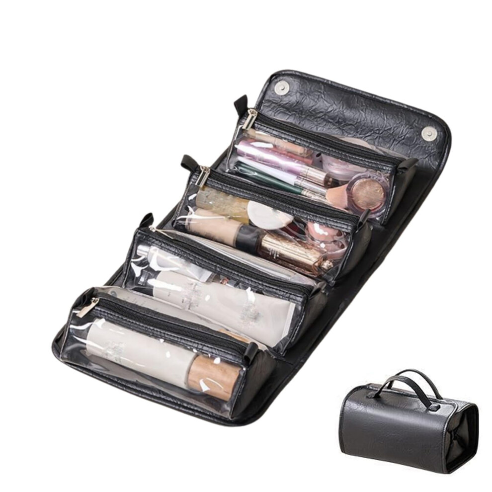 White Leather Waterproof 4-In-1 Cosmetic Bag With 4 Detachable Pouches Â Portable Travel Toiletry Bag (B )