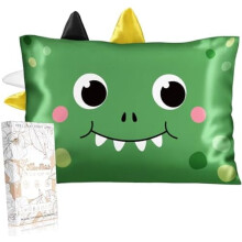 Silk Pillowcases for Kids - Queen 20"x30", Cartoon, Soft & Breathable, Hidden Zipper, Kawaii Design, Compatible with Dinosaur Themed Bedding