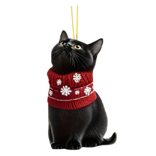 Black Cat Christmas Ornaments 2026, Acrylic Cat Tree Decor, Cute Pet Lover Gift – Compatible with All Trees