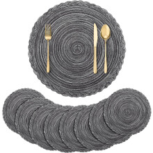 Fanquare Round Braided Placemats Set of 8, 15" Woven Cotton-Polyester Table Mats for Dining, Wedding & Party