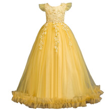 Letní princeznovské šaty pro batolata – Tyl, krajka, výšivka, mašle a volánové rukávy – Šaty pro dívku s květinovým vzorem, na
