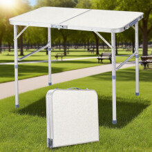 3' Rectangular All-Occasion Aluminum Alloy Folding Event Table, Foldable Portable Banquet Table for Indoor/Outdoor Events, White