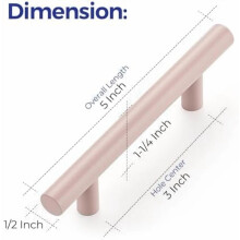 Cabinet Pulls Pink Stainless Steel 5 Inch 40 Pack