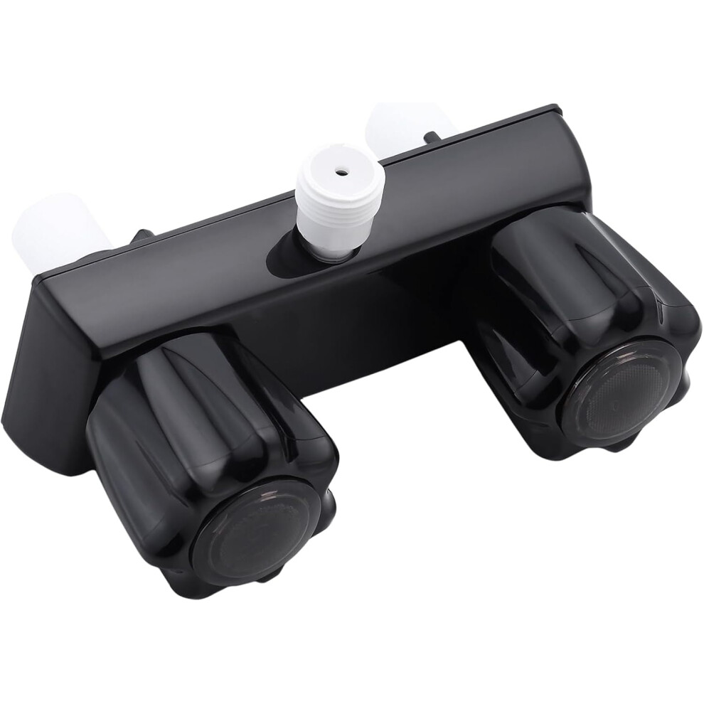 Rv Shower Faucet, Dual-Handle With Acrylic Knobs, 4" Diverter Valve, Compatible With Rv, Camper Van, Indoor/Outdoor Shower (Black) Black 9028731359335