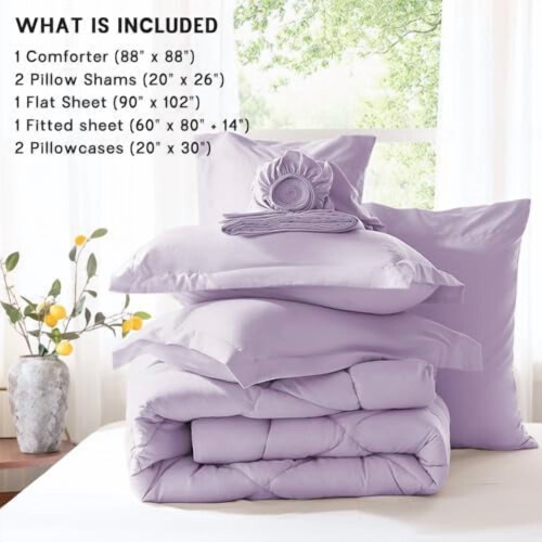 Ensemble de couette 7 pièces lavande pour lit queen 2